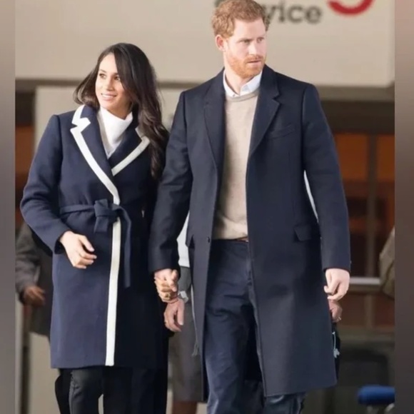 J. Crew, Size 6, navy and white wool coat as seen on Meghan Markle - Picture 1 of 4